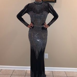 Black studded maxi dress